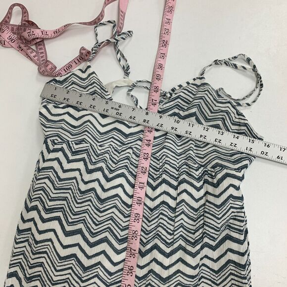 Billabong Maxi Sun Lovin Dress Womens M Medium Gray White Chevron Stripe Lined - Picture 11 of 16